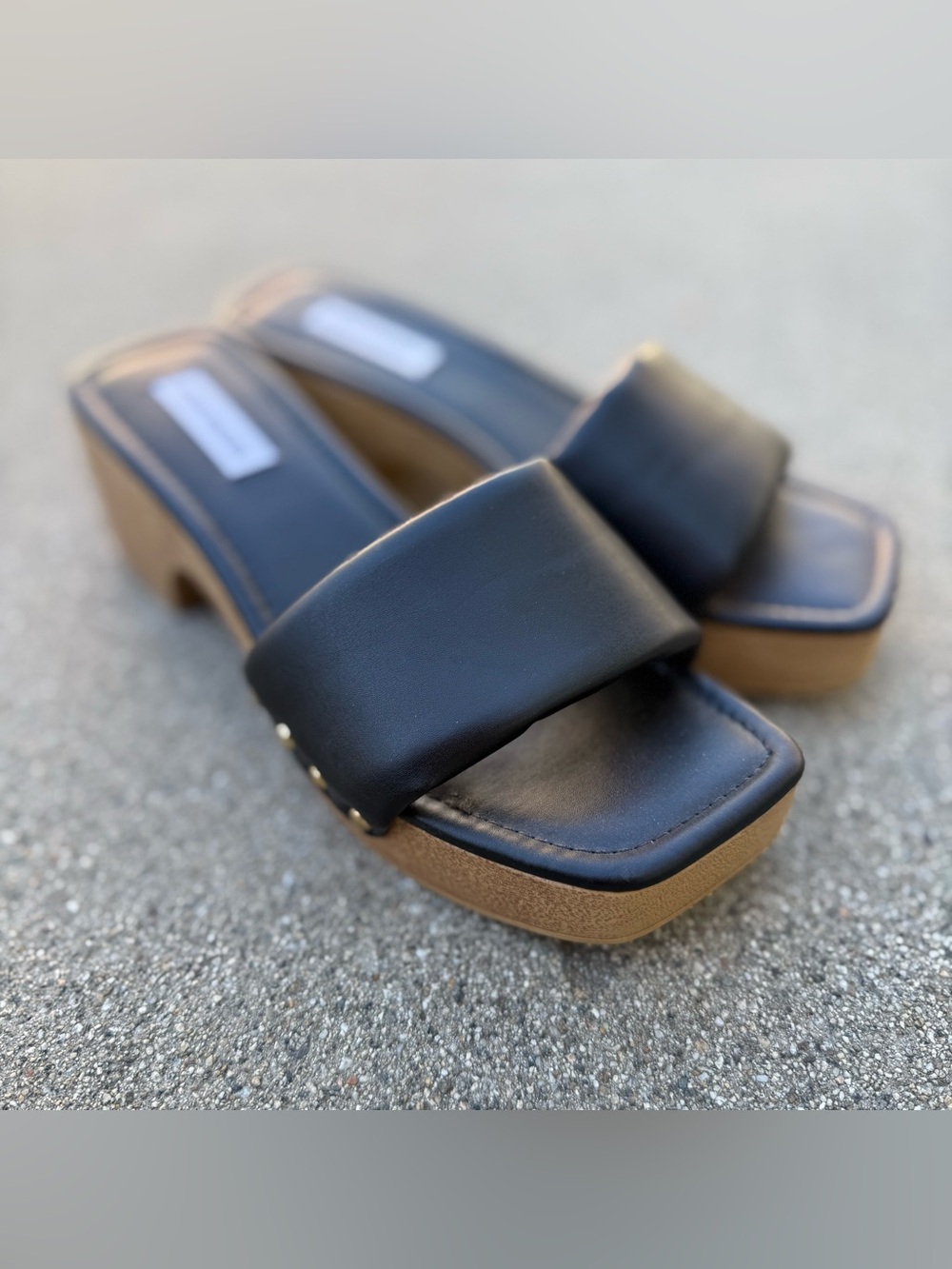 Steve Madden Belong Platform Clog Sandals Black Faux Leather Size 9 preloved